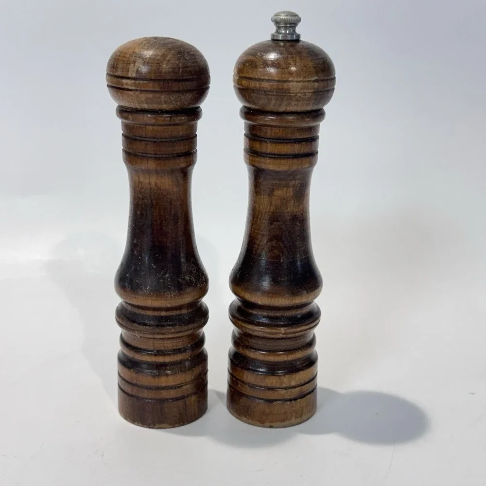 Vintage Princess House Wood Salt & Pepper Grinder Shaker Set Japan‎ Mid Century